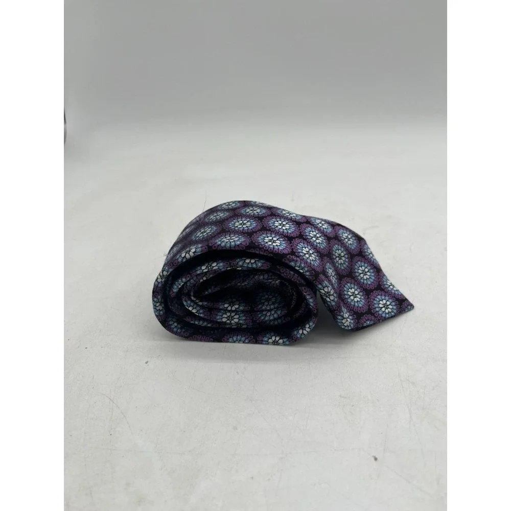 NWT Ermenegildo Zegna Silk Tie Purple BlueWhite Floral Made in Italy Size 59
